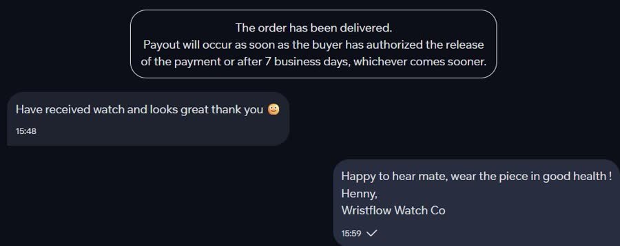 Chrono24 chat: buyer confirms delivery